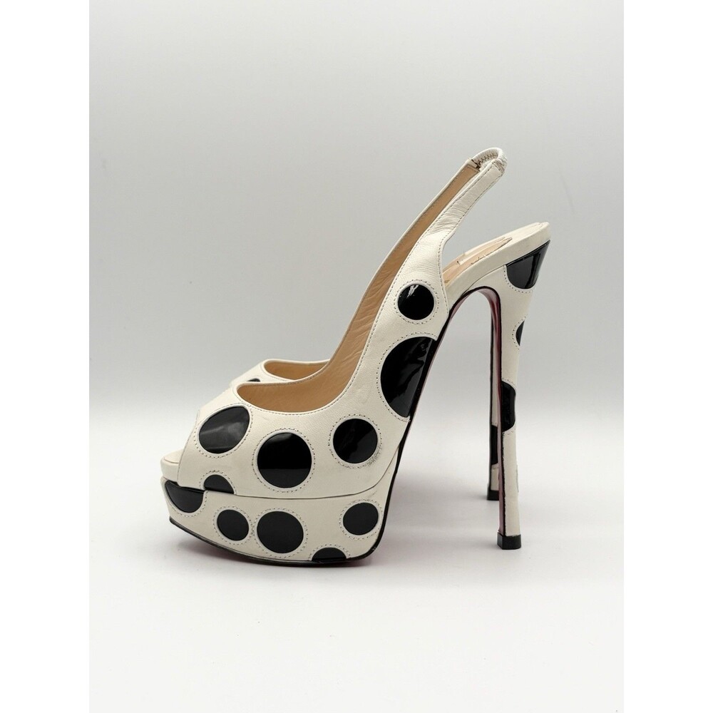 Christian Louboutin Polka Dot Peep Toe Platform Slingback Heels Patent Y2K EU 35 - Picture 2 of 13